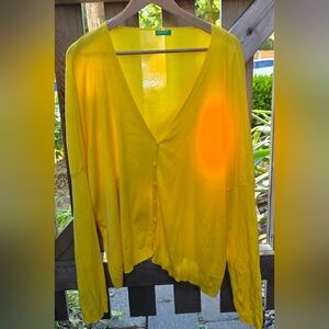 United Colours Of Benneton Yeloow Cotton Sweater Oversize Medium